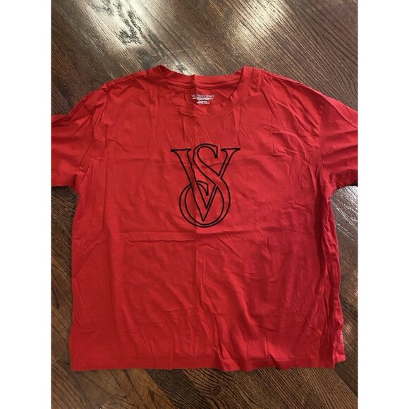 NWOT Victoria’s Secret Red Women’s Size Large Red Short Sleeve Shirt Never Worn - Picture 5 of 9